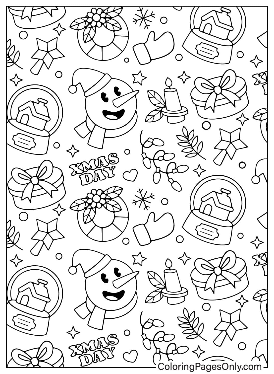 Coloriage de motif de Noël imprimable gratuitement à partir du motif de Noël