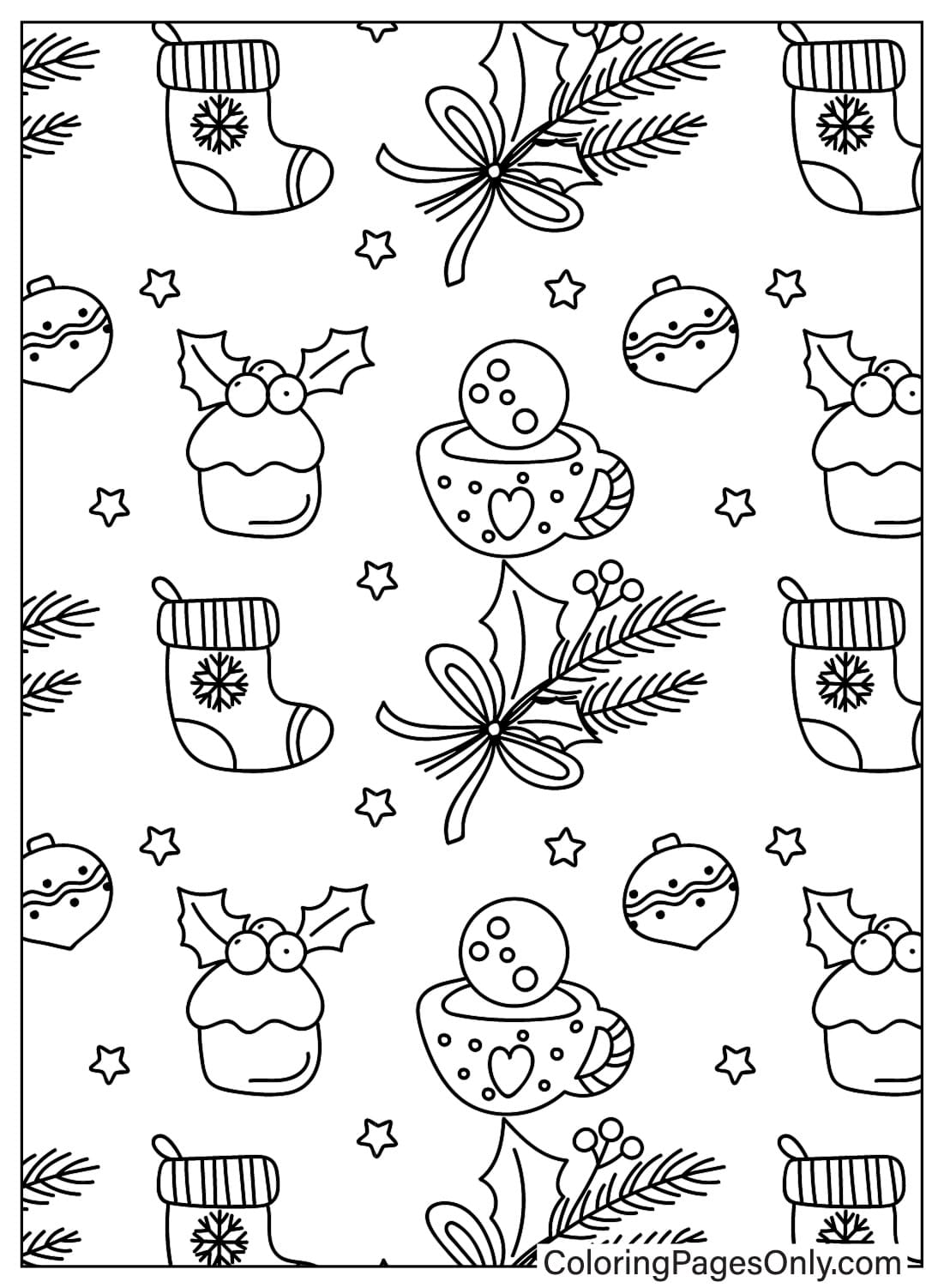 Página para colorear de patrón navideño JPG de Patrón navideño