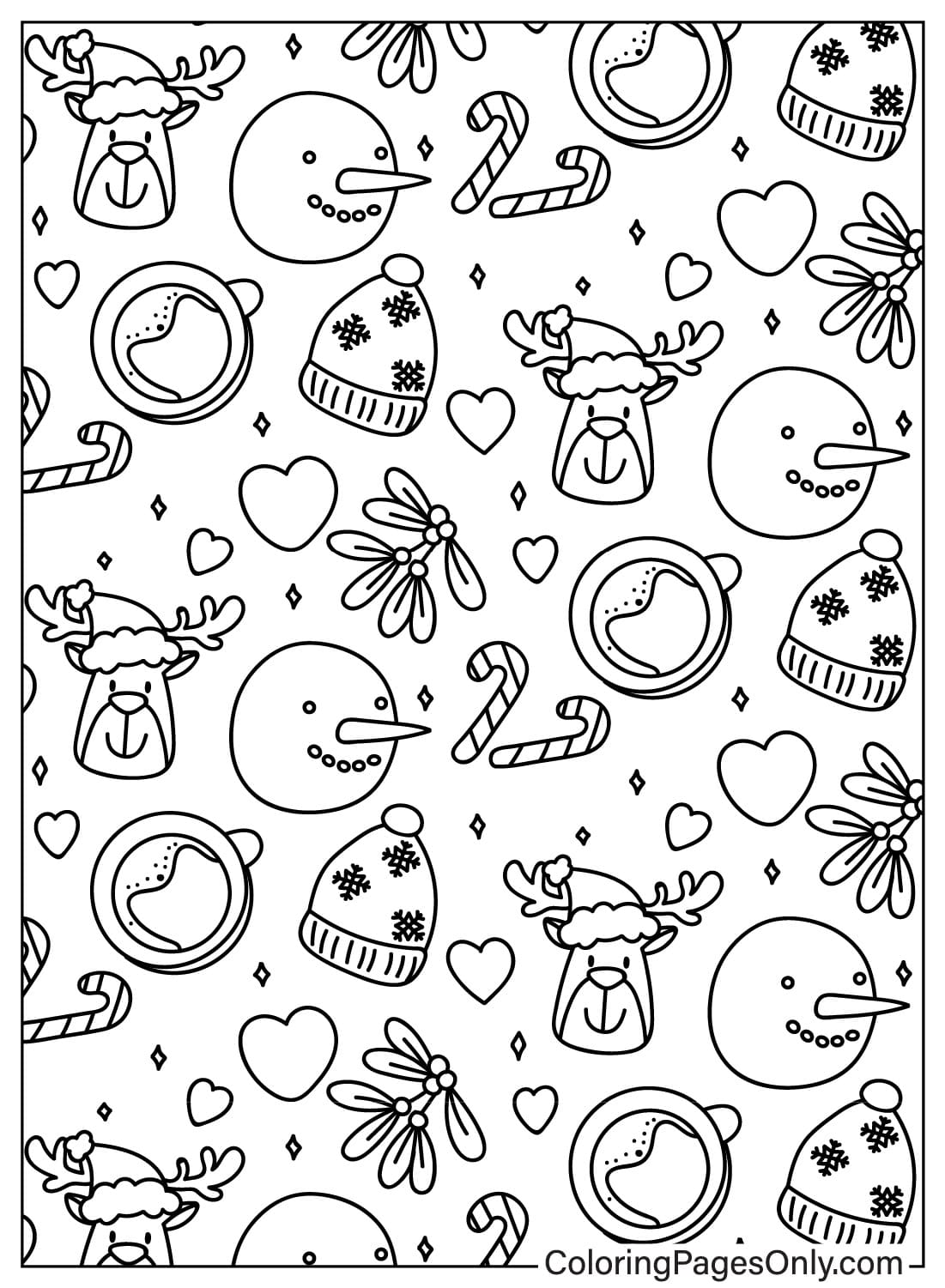 Christmas Pattern Coloring Pages to Printable from Christmas Pattern