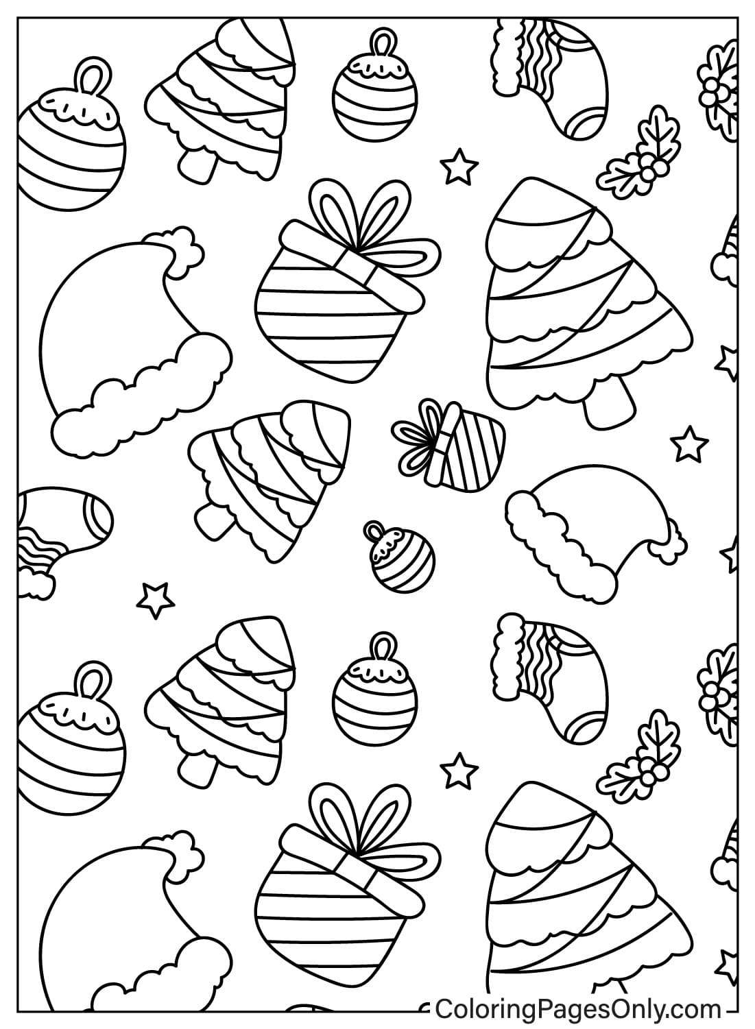 Christmas Pattern Coloring Sheet for Kids from Christmas Pattern