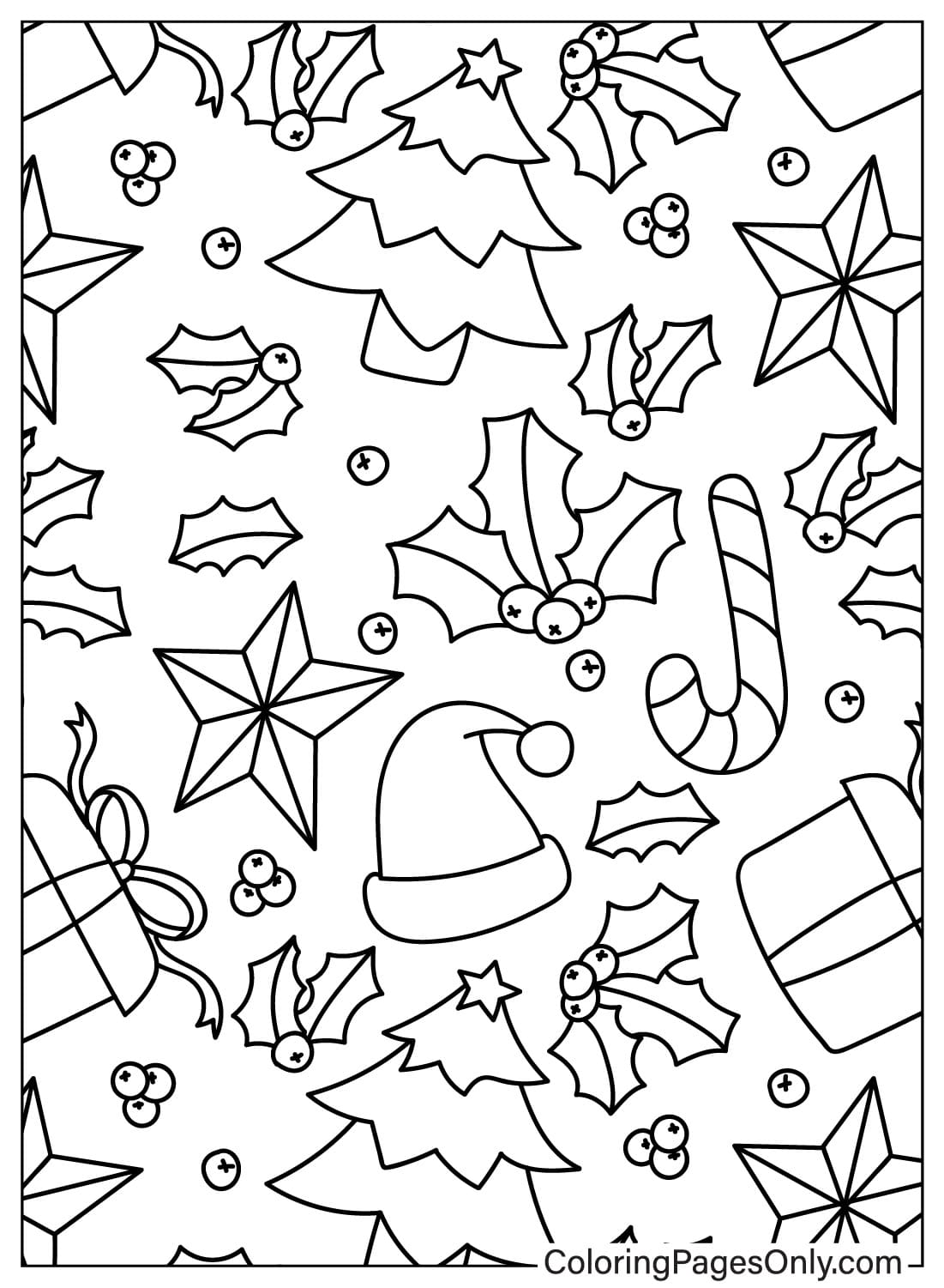 Patrón de Navidad Página para colorear gratis de Patrón de Navidad