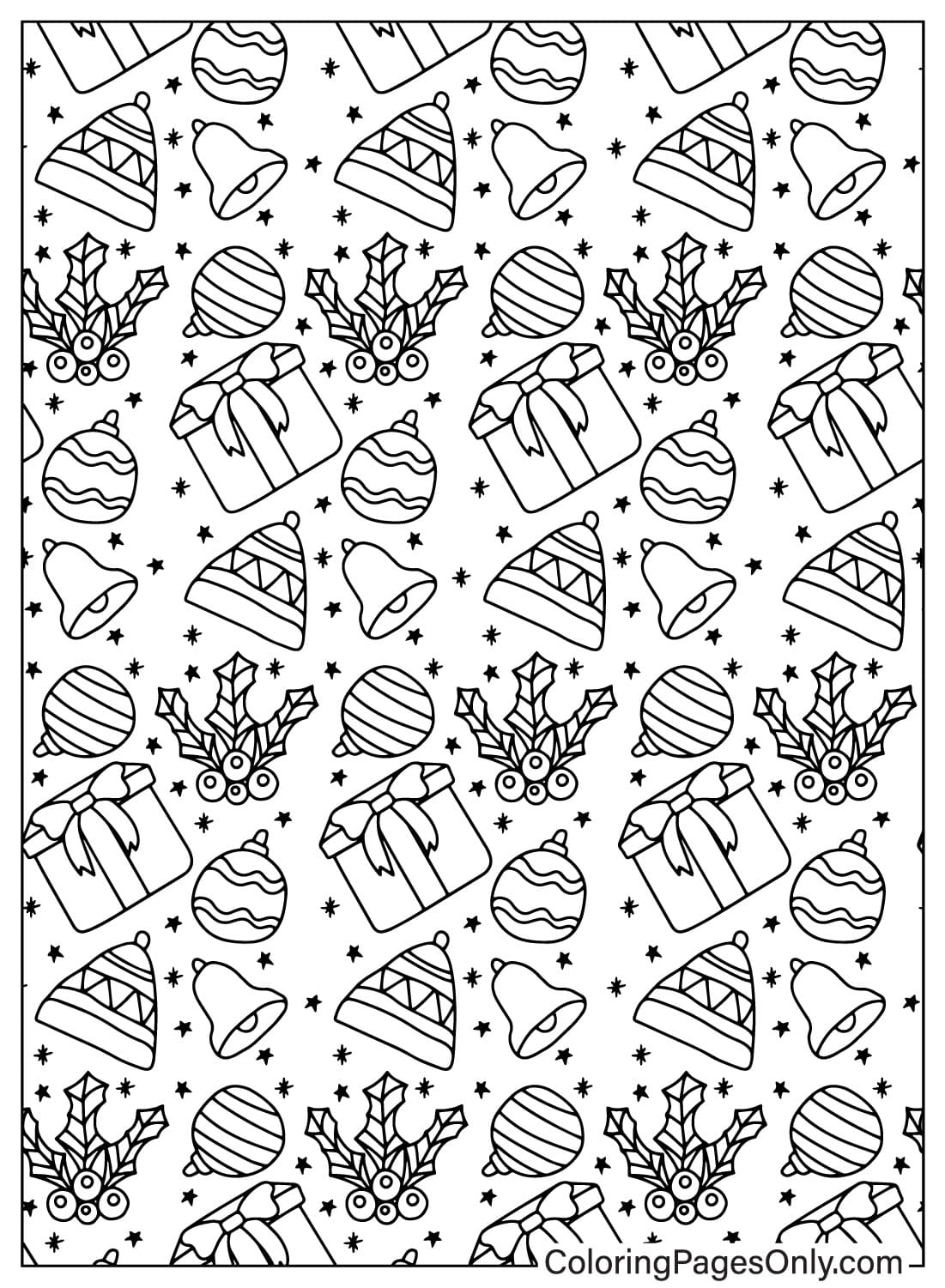 Christmas Pattern Picture to Color - Free Printable Coloring Pages