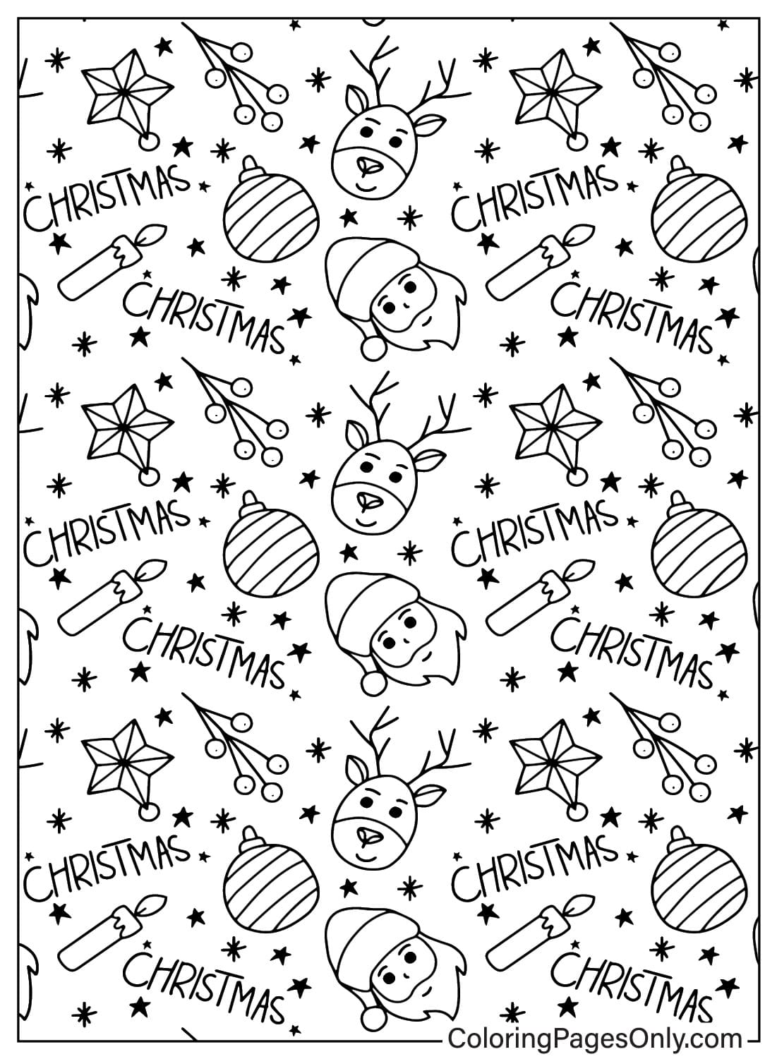 Coloriage imprimable de motif de Noël à partir du motif de Noël