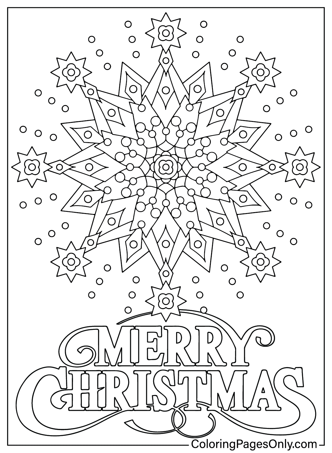 Página para colorir de floco de neve de Natal de Snowflake