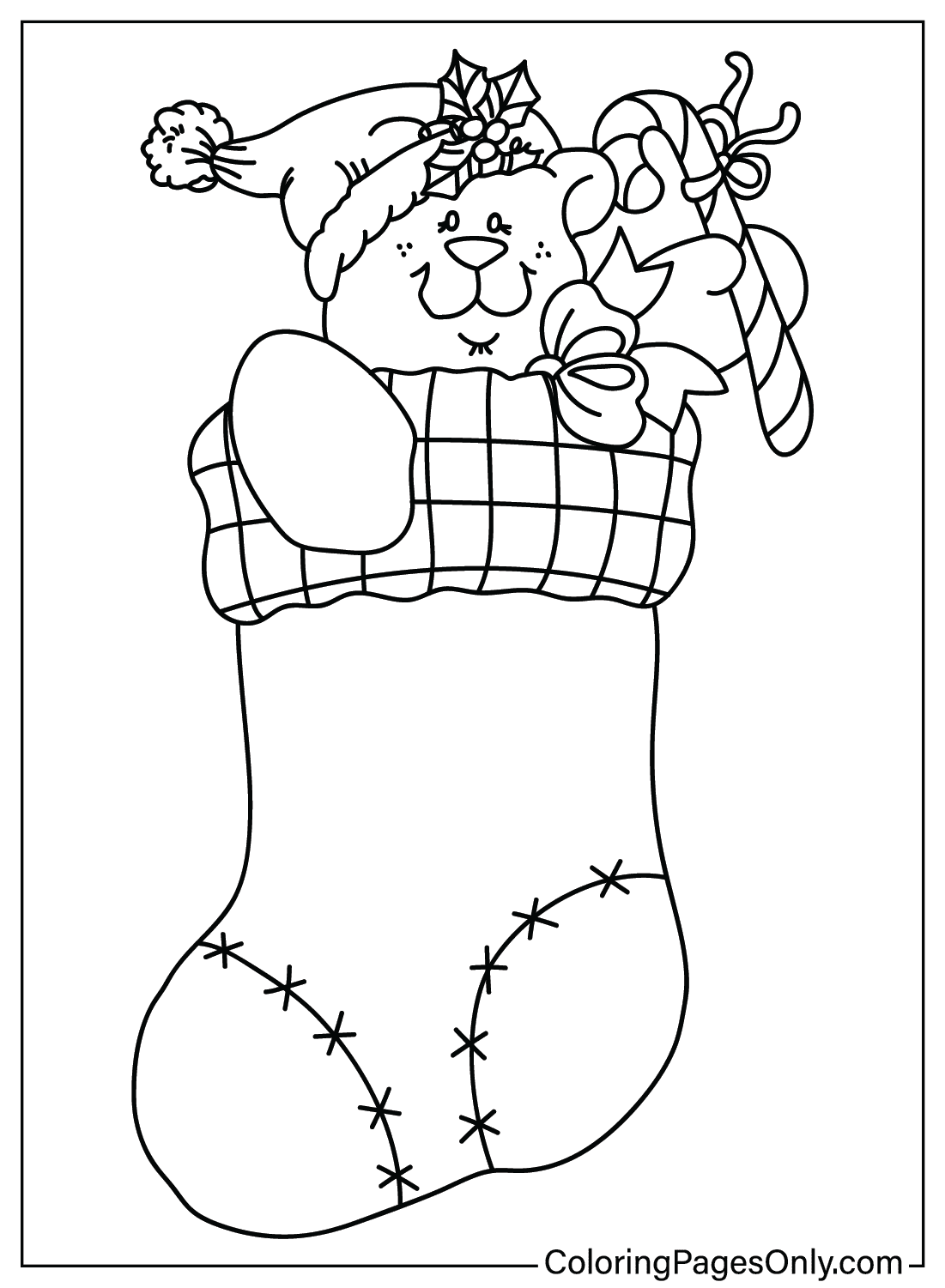 Página para colorir de meias de Natal para impressão gratuita em Meias de Natal