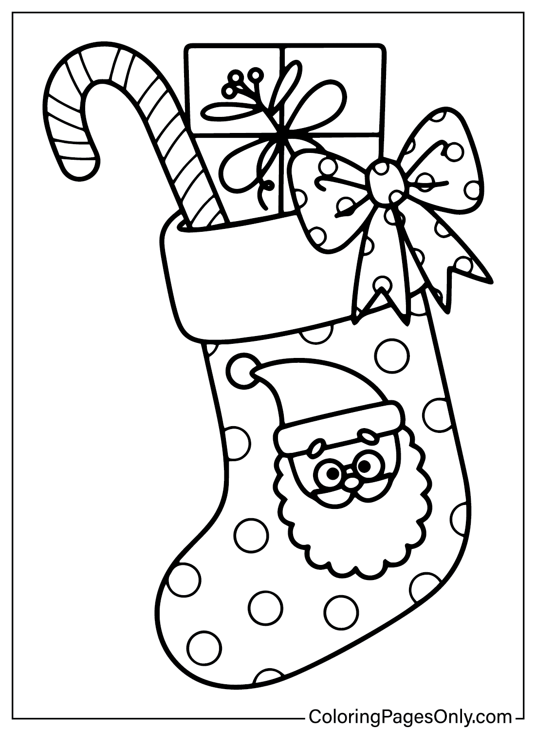 Página para colorir de meias de Natal grátis de meias de Natal