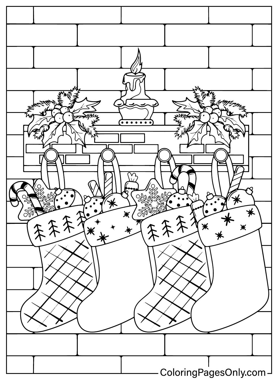 Página para colorir de meias de Natal para adultos from Meias de Natal