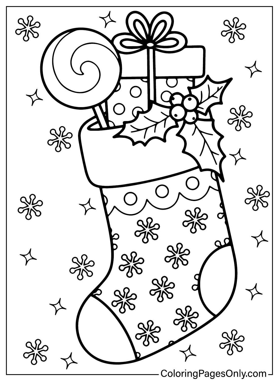 Página para colorir de meias de Natal de Meias de Natal