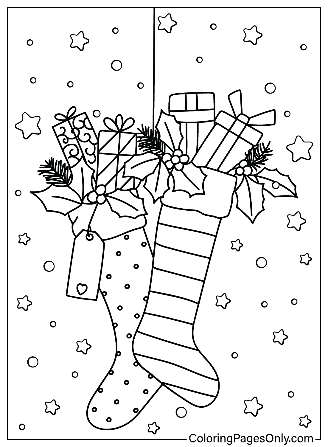 Páginas para colorir de meias de Natal para baixar em Meias de Natal