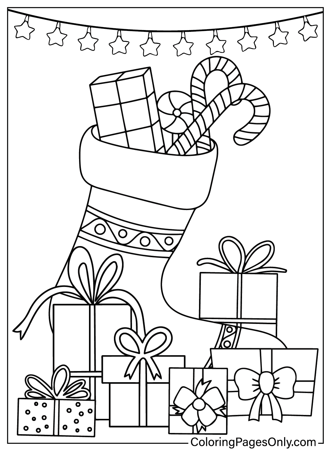 Раскраска Рождественские чулки от Рождественские чулки