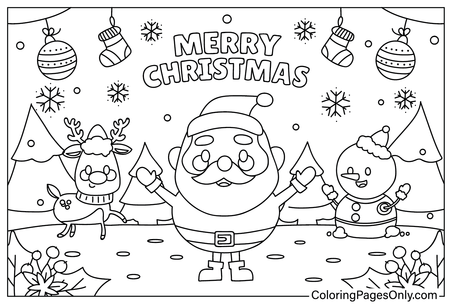 Feuille de coloriage de papier peint de Noël pour les enfants de Christmas Wallpaper