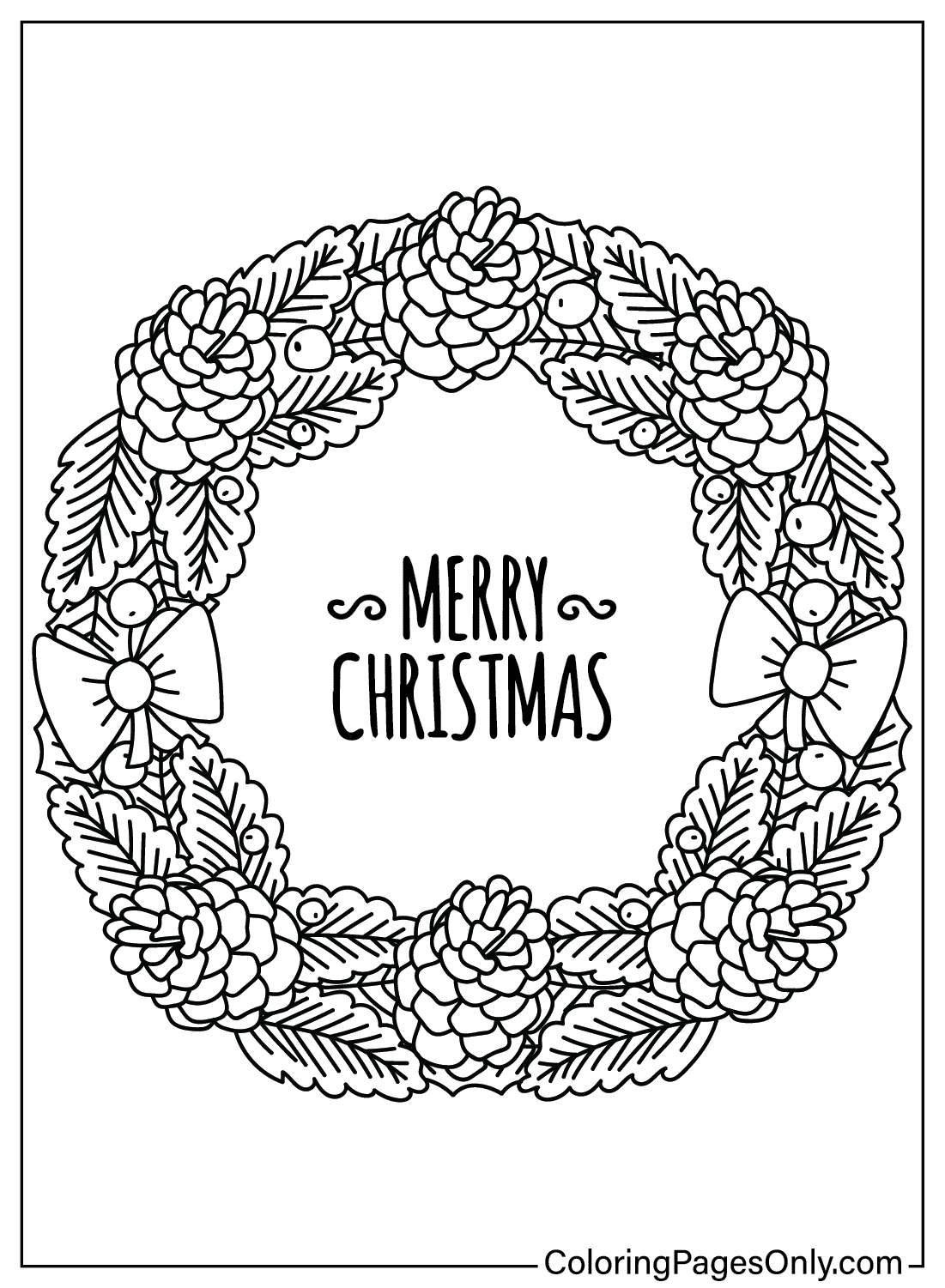 Раскраска Рождественский венок бесплатно от Christmas Wreath
