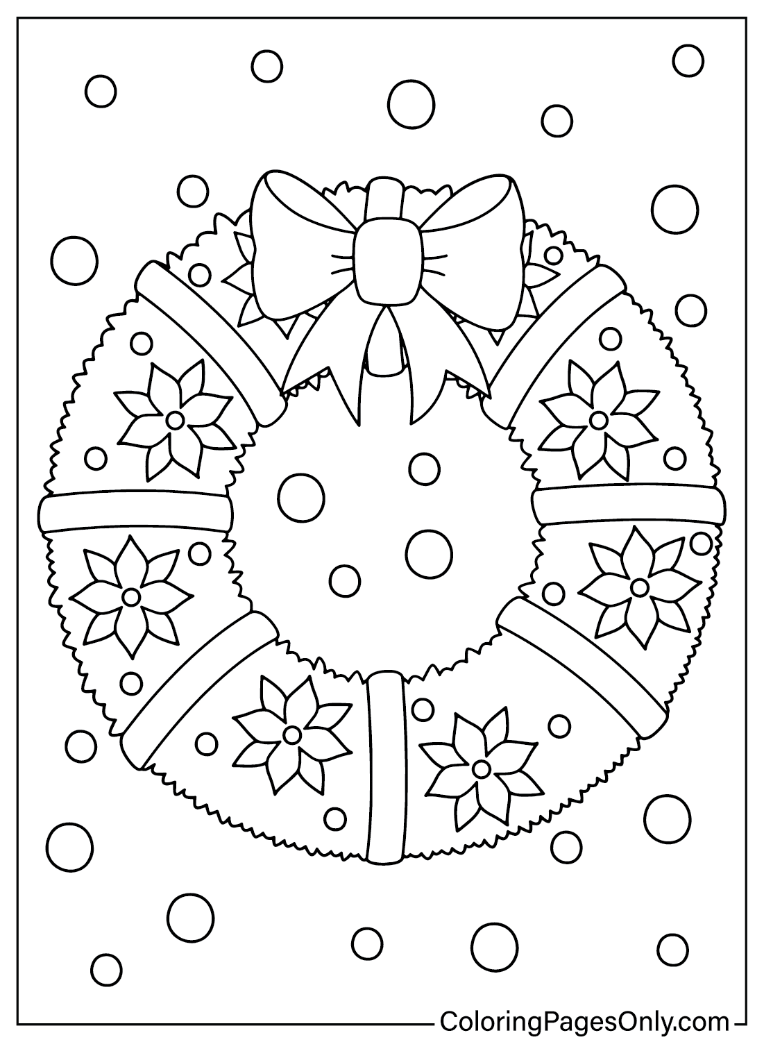 Christmas Wreath Coloring Page PDF from Christmas Wreath