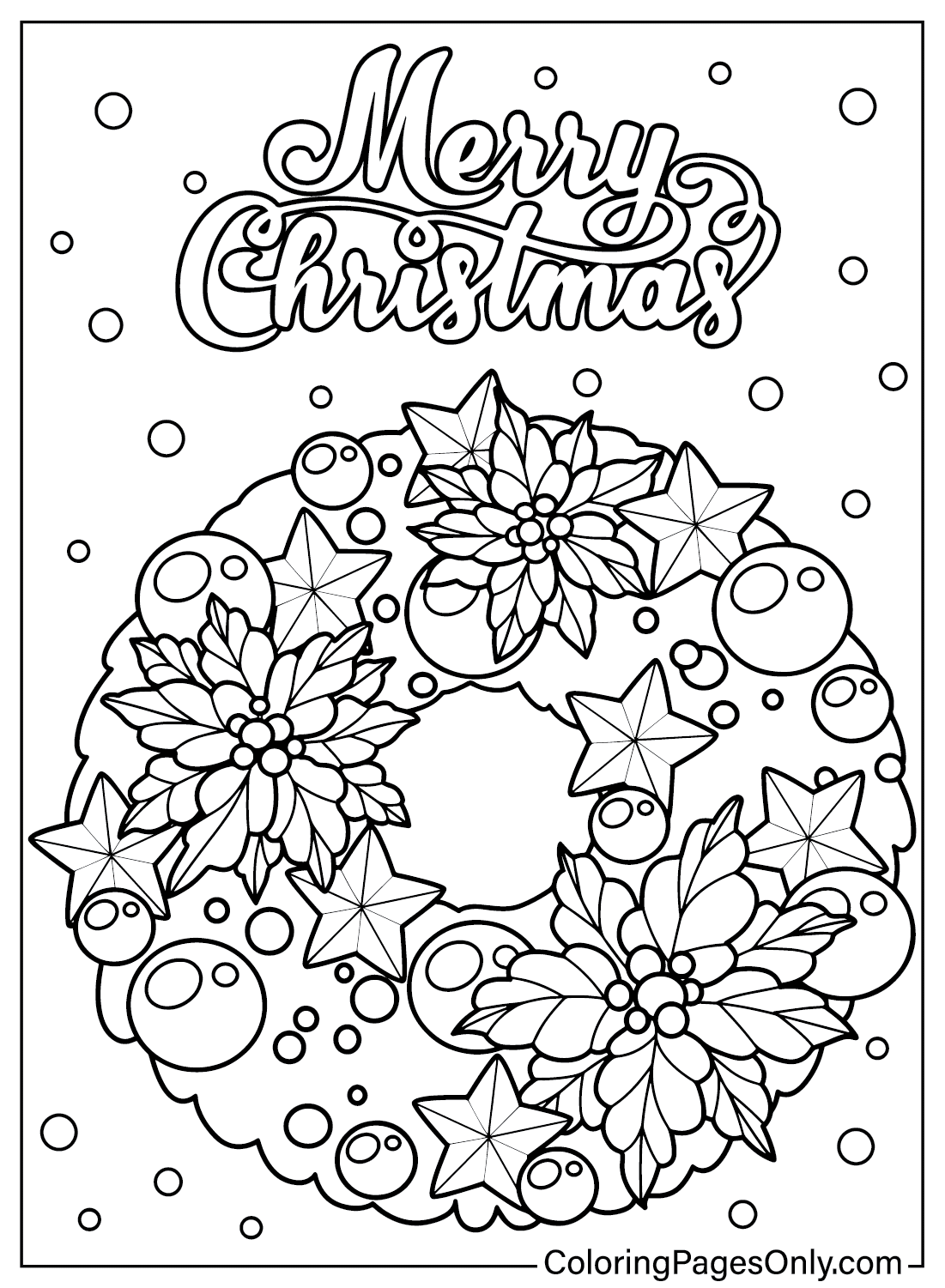 Christmas Wreath Coloring Sheet for Kids - Free Printable Coloring Pages