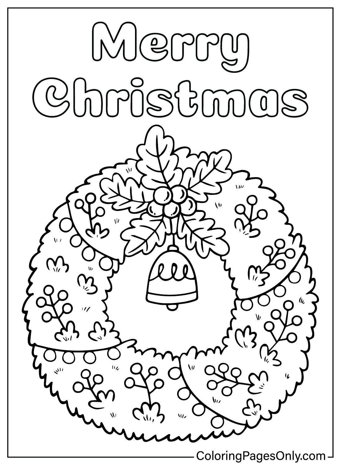 Christmas Wreath Free Printable Coloring Page from Christmas Wreath