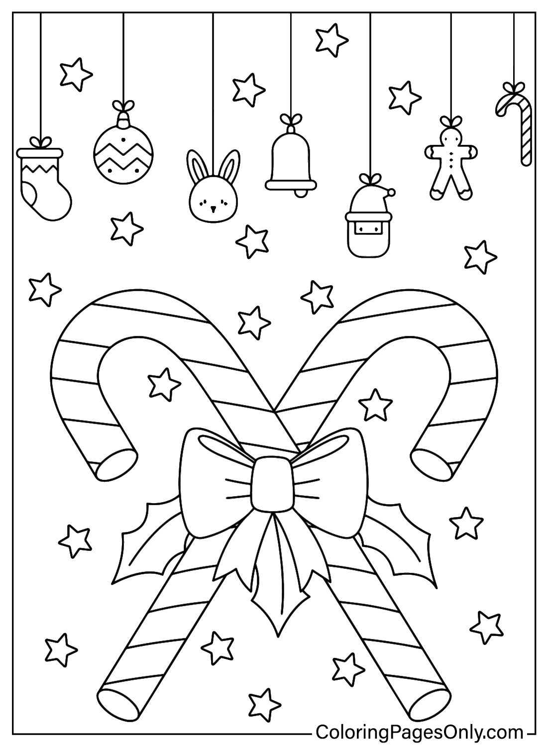 Desenho para colorir Bastão de doces de Natal