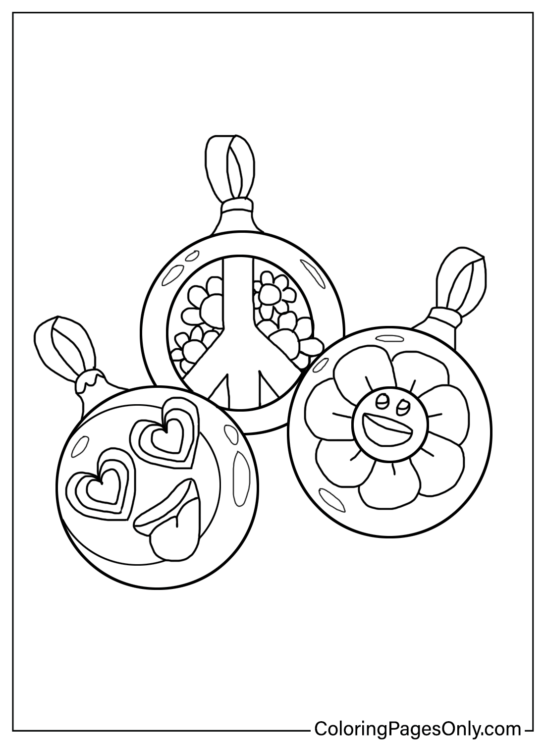 Coloring Page Hippie Christmas Balls from Hippie