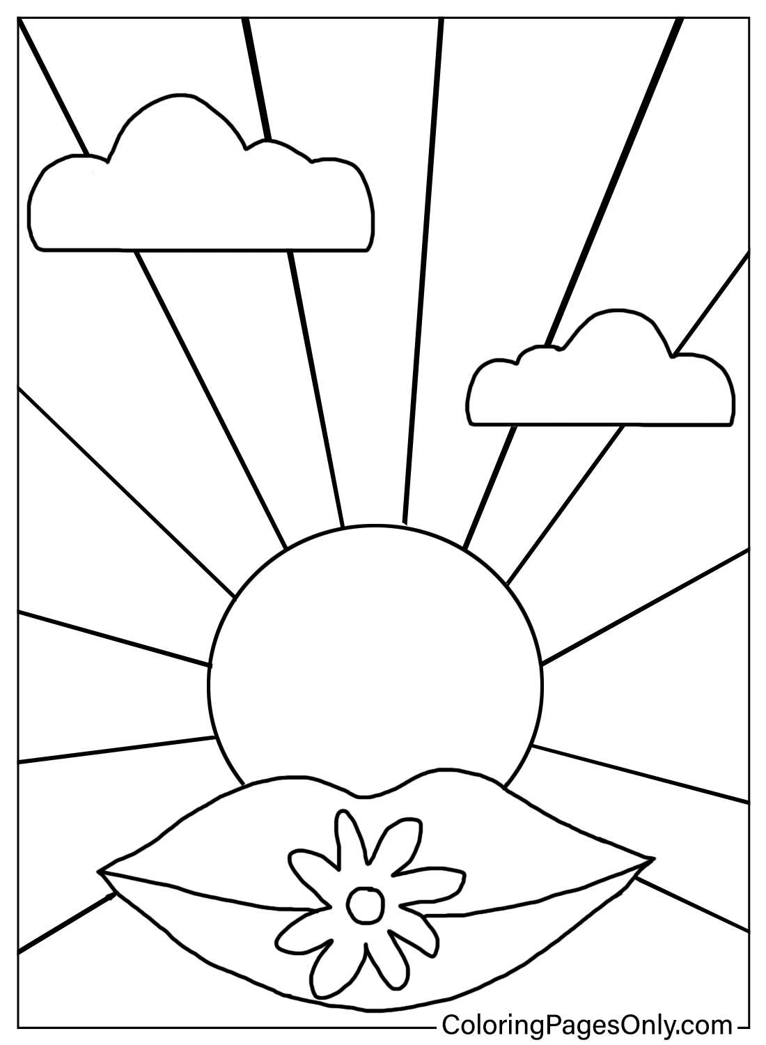 Coloring Page Hippie Sunshine and Lips from Hippie