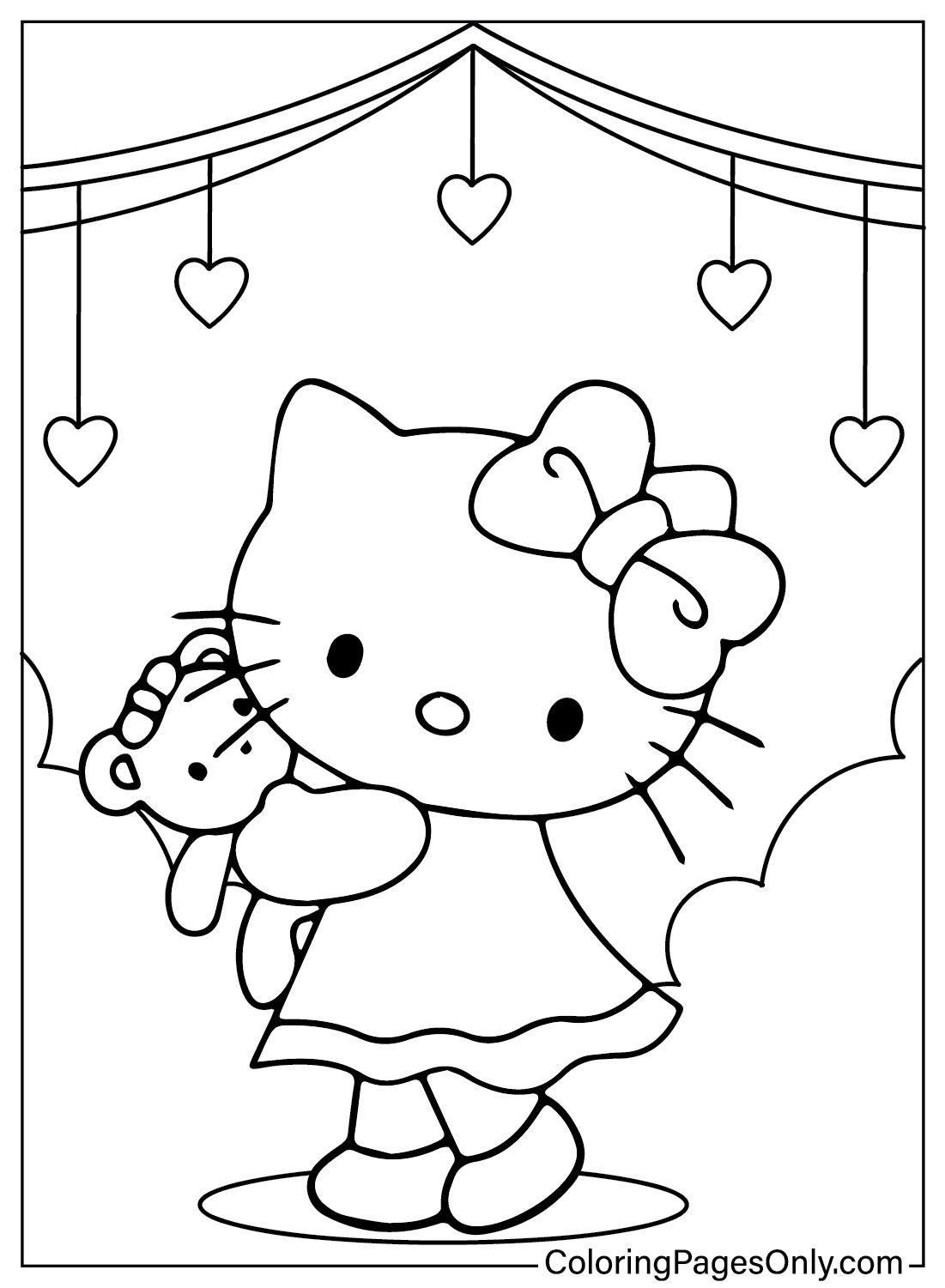 Linda página para colorir da Hello Kitty da Hello Kitty