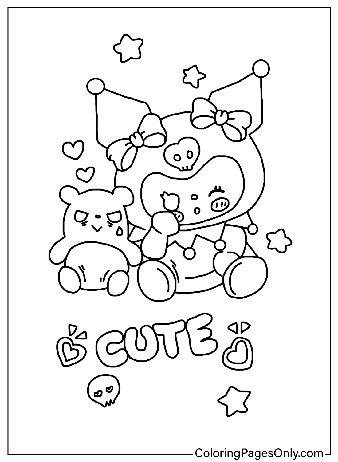 Cute Kuromi Coloring Page Free from Kuromi