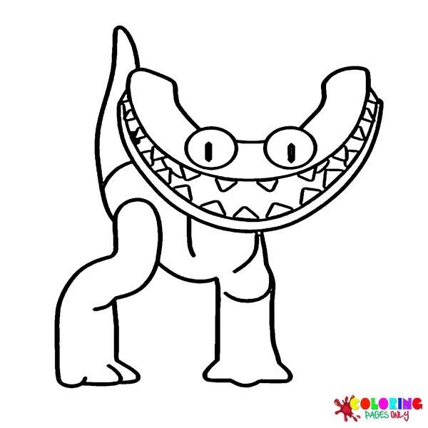 Cyan Rainbow Friends Coloring Pages