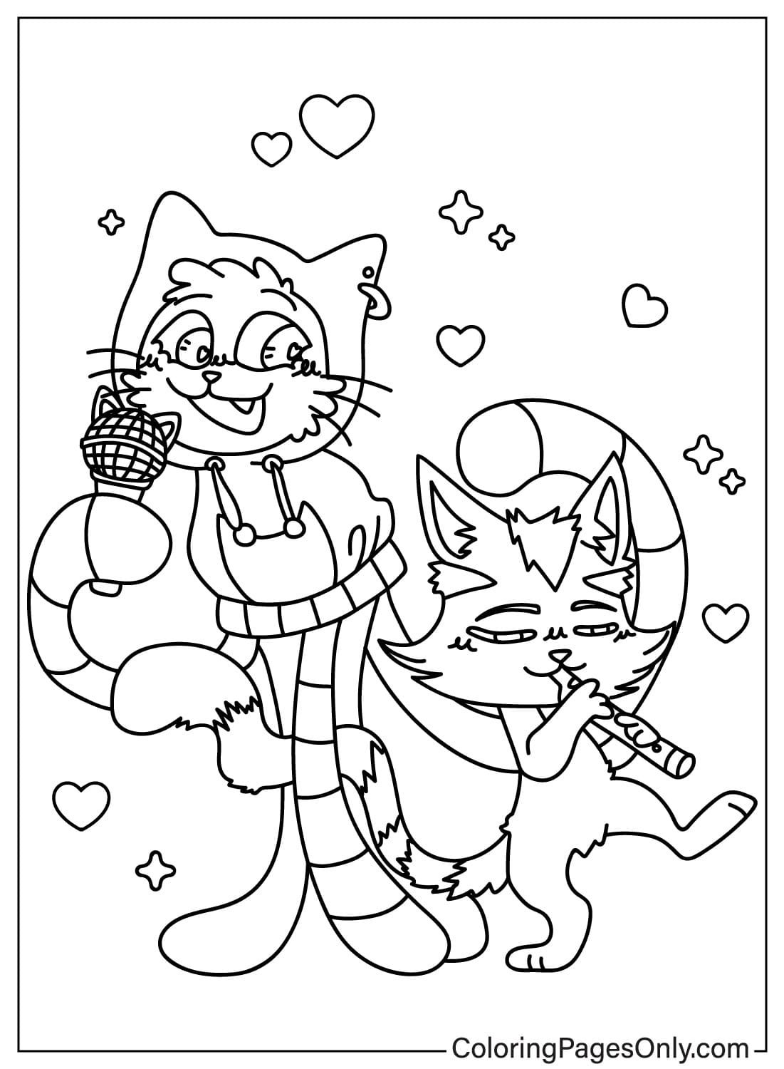DJ Catnip and Catrat Coloring Page