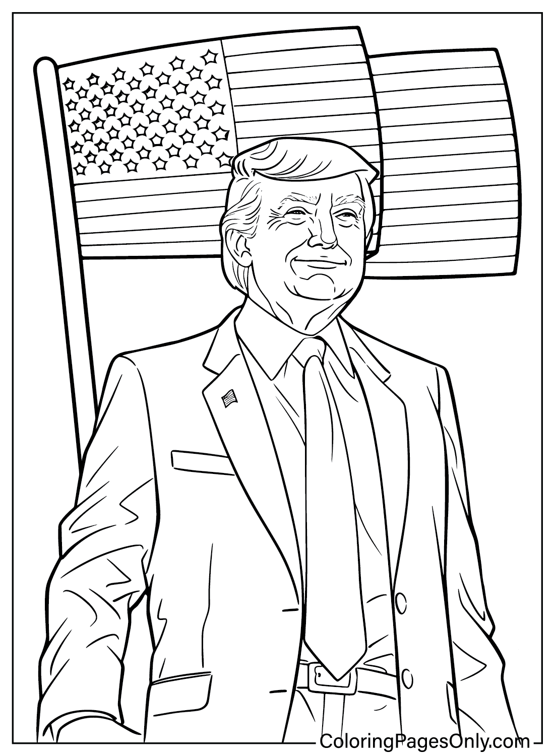 Donald Trump Coloring Sheet for Kids from Donald Trump