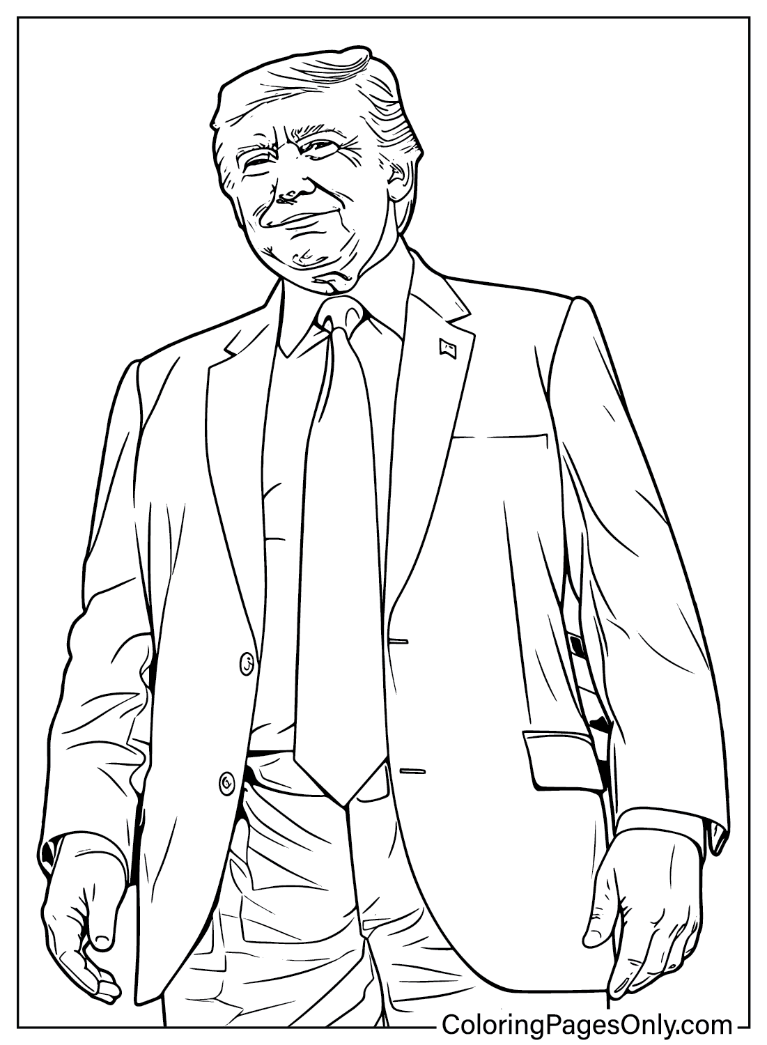 Página para colorear imprimible de Donald Trump de Donald Trump