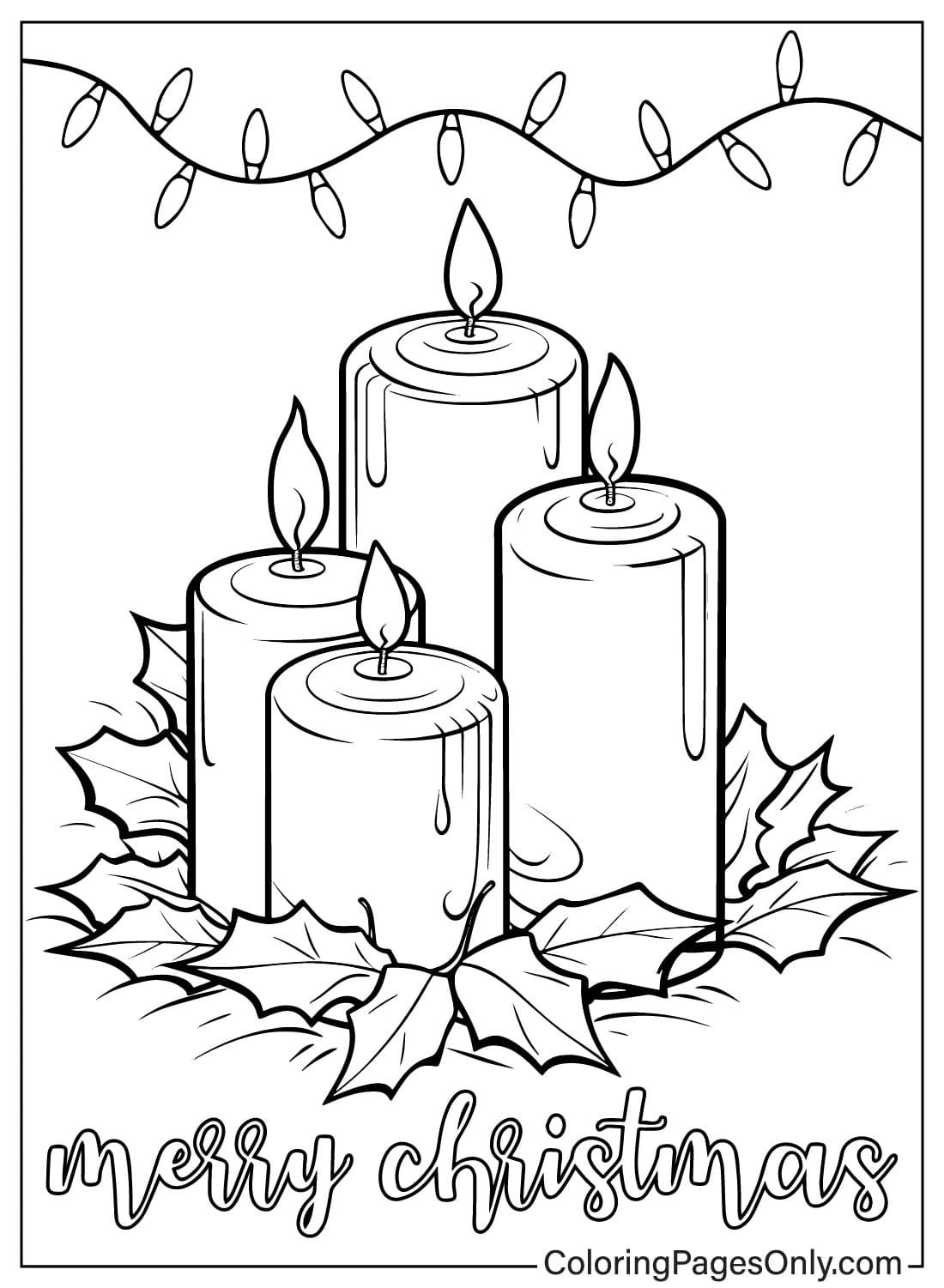 Drawing Christmas Candles Coloring Page - Free Printable Coloring Pages