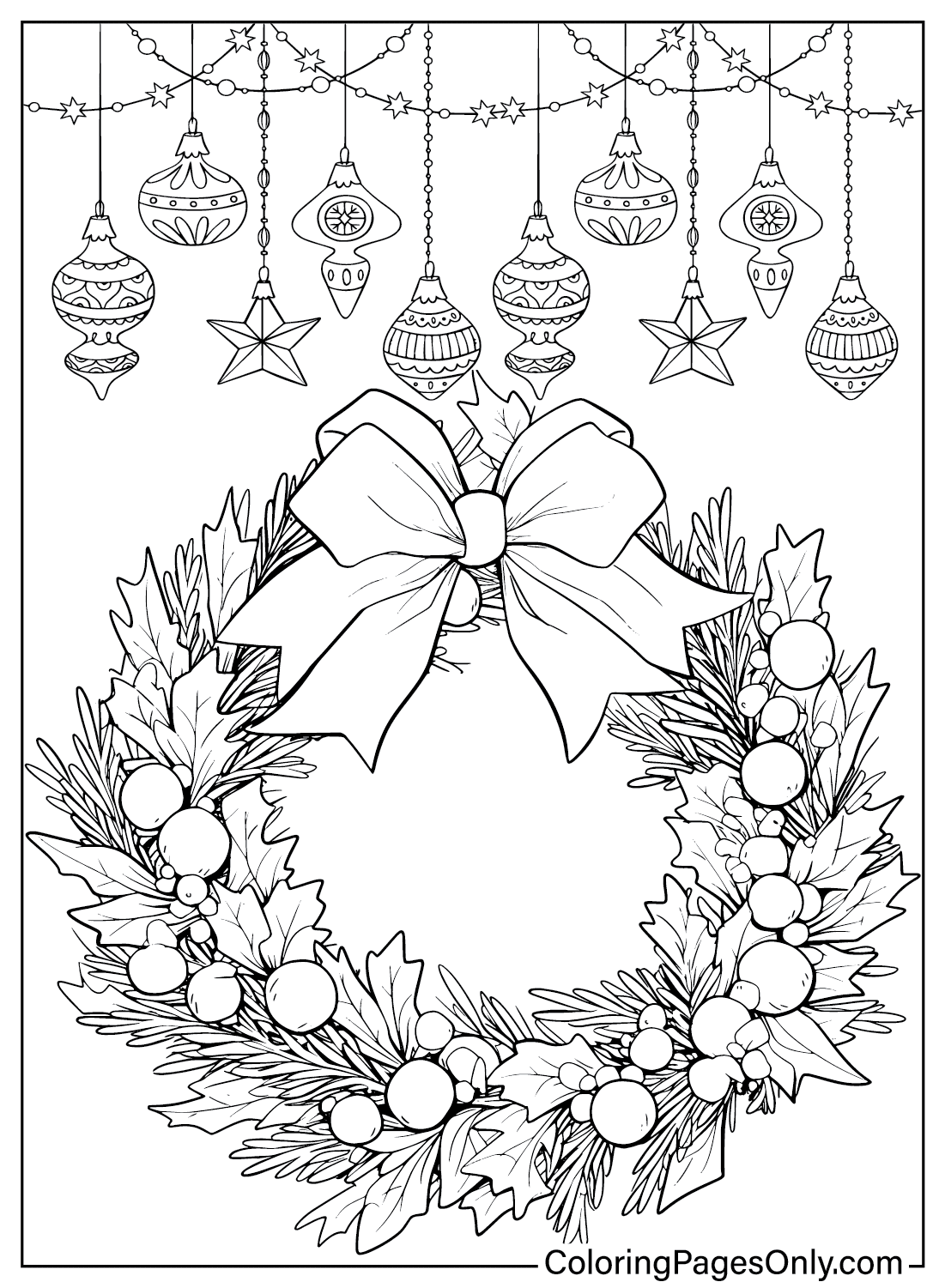 رسم صفحة تلوين إكليل عيد الميلاد من إكليل عيد الميلاد