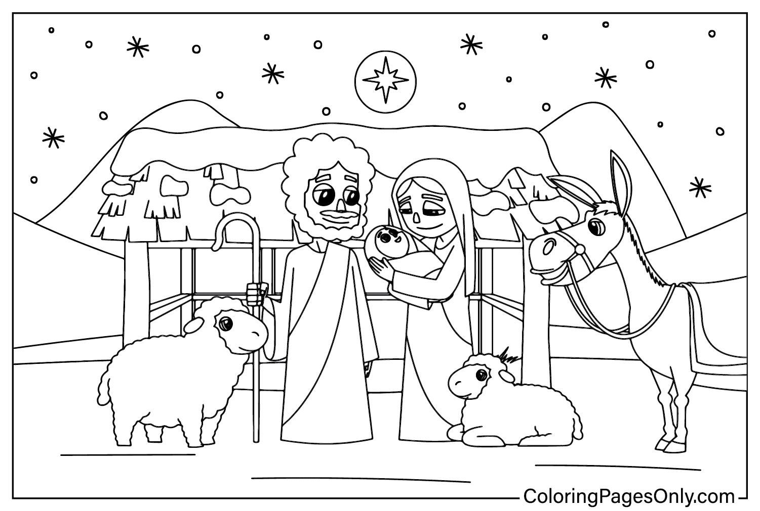Coloriage de la Nativité à partir de la Nativité