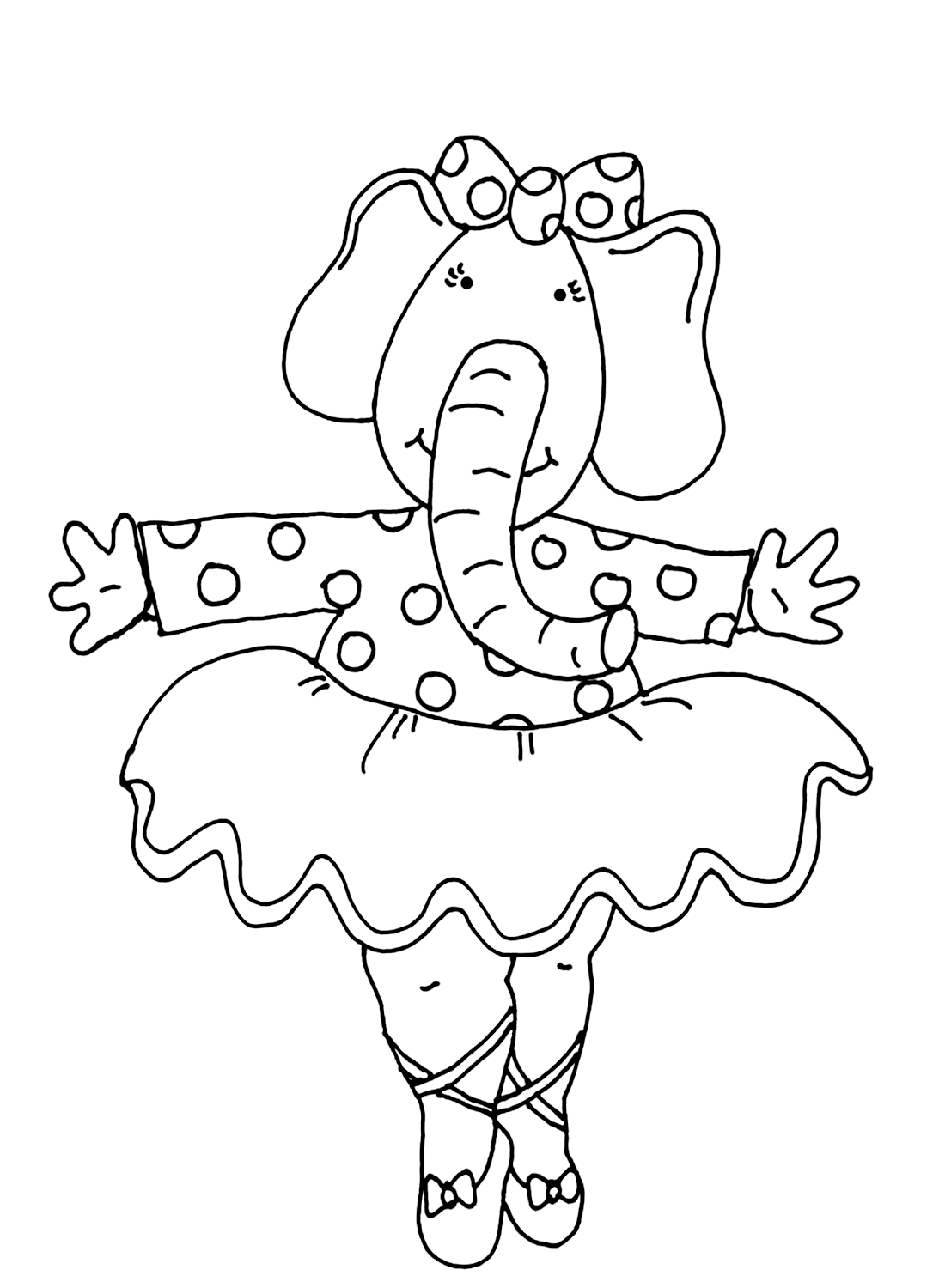 Elephant Loves Dancing Coloring Page