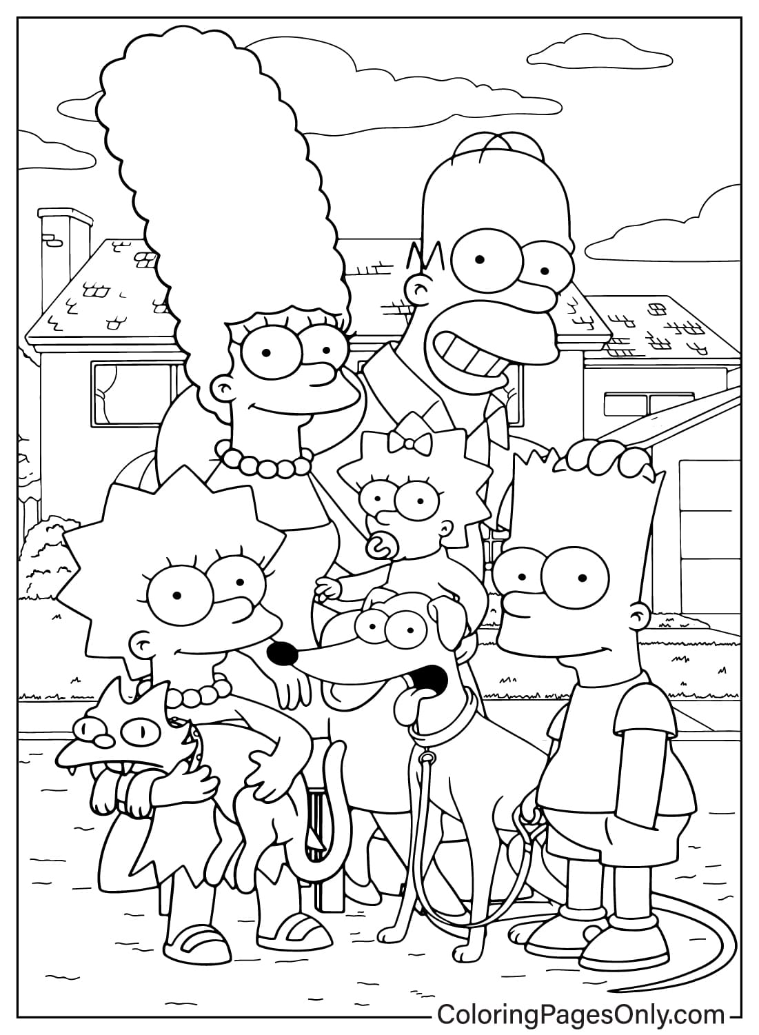 Family Simpsons Coloring Page