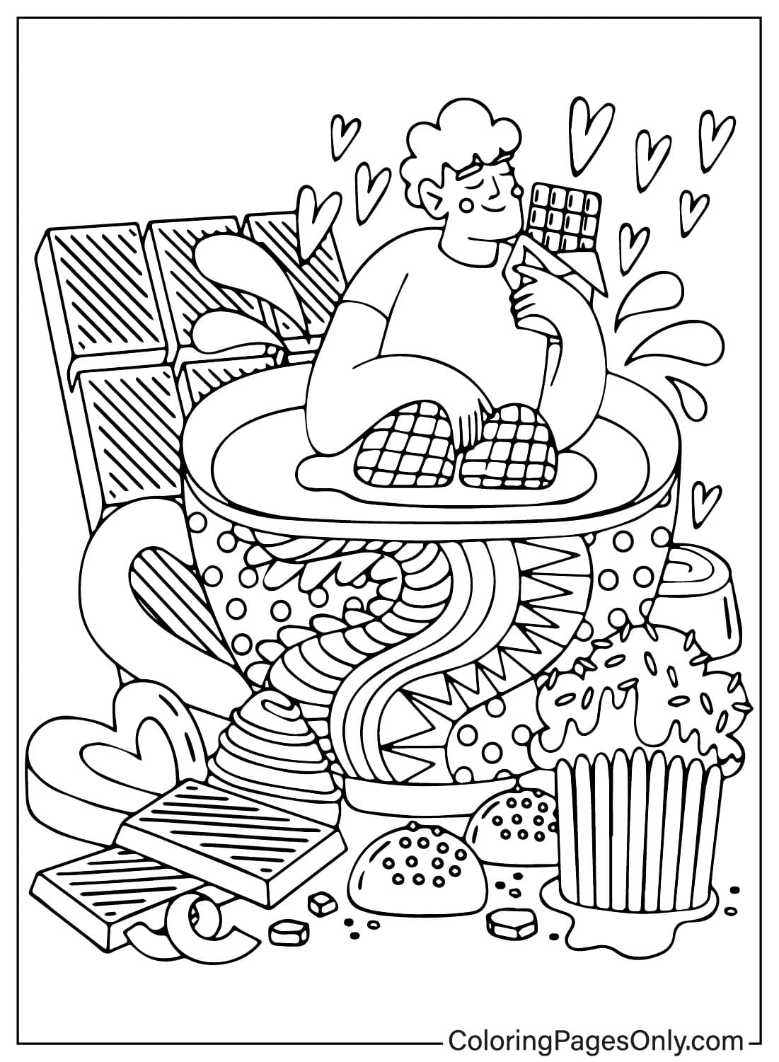 Free Chocolate Coloring Page from Chocolate