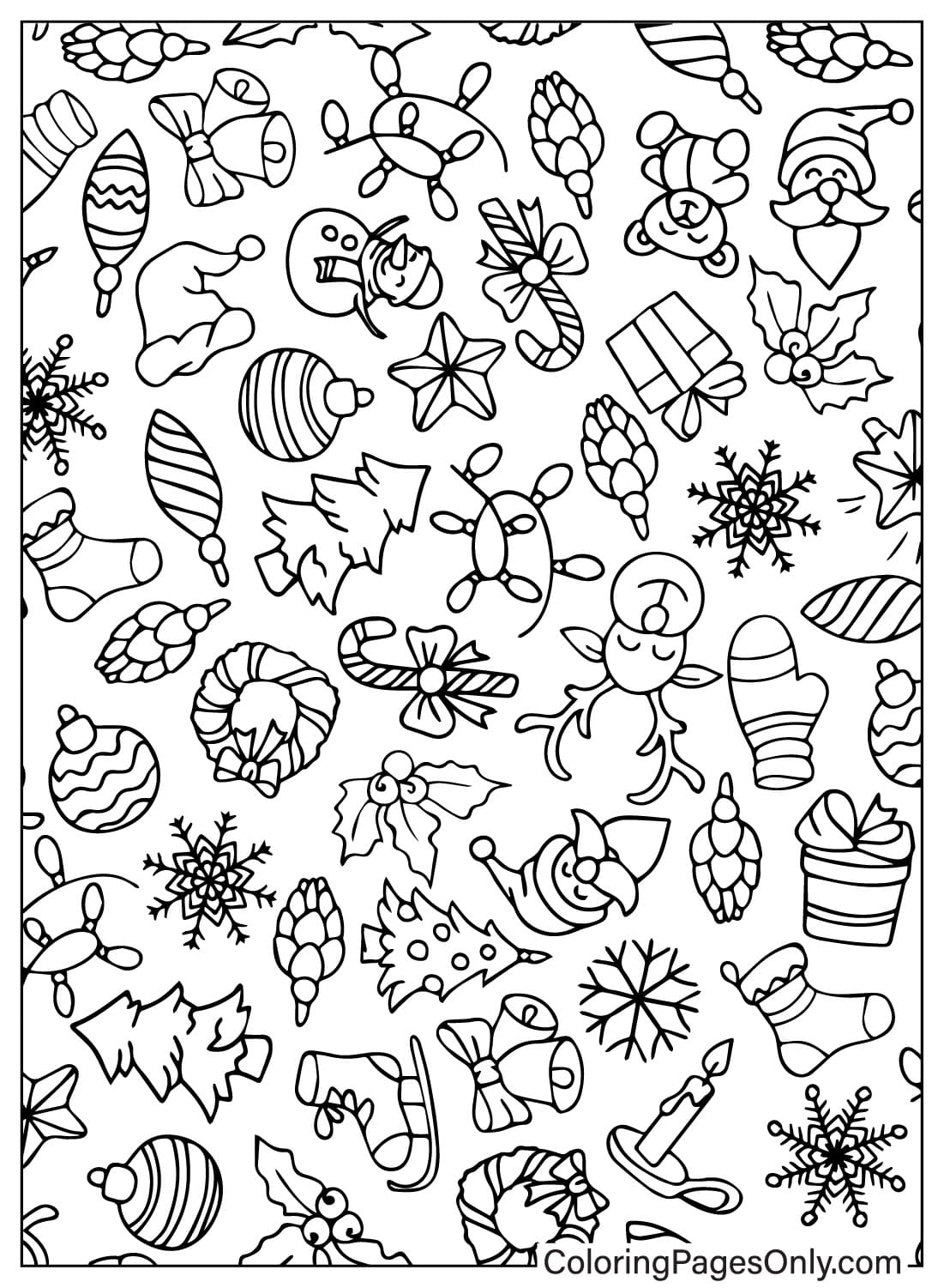 Página para colorear de patrón navideño gratis de Patrón navideño