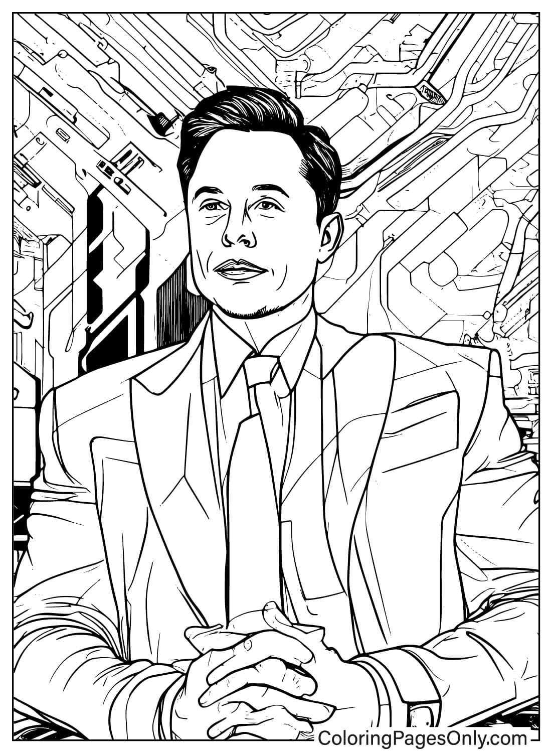 Free Elon Musk Coloring Page