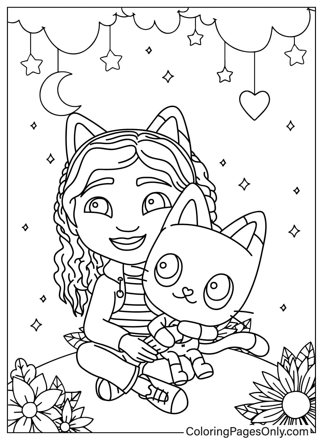 Página para colorir gratuita da Gabby's Dollhouse em Gabby's Dollhouse