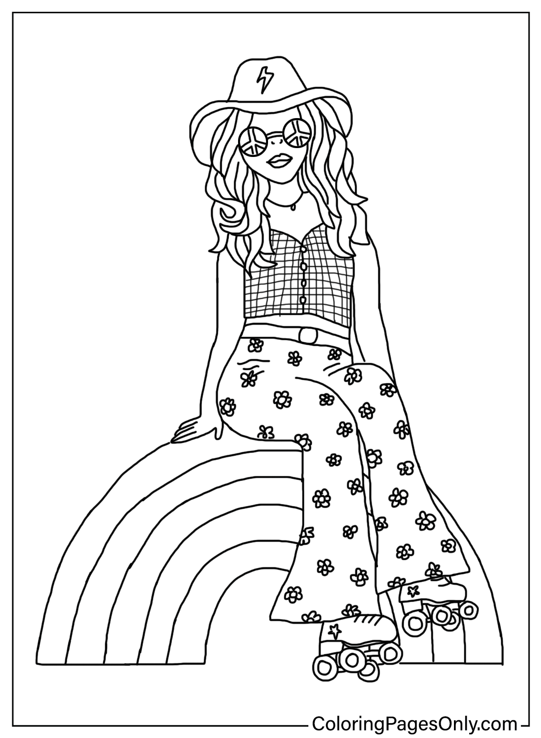 Free Hippie Coloring Page from Hippie