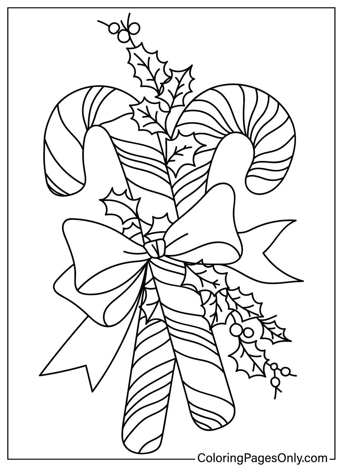 Раскраска Рождественская карамельная трость для печати бесплатно