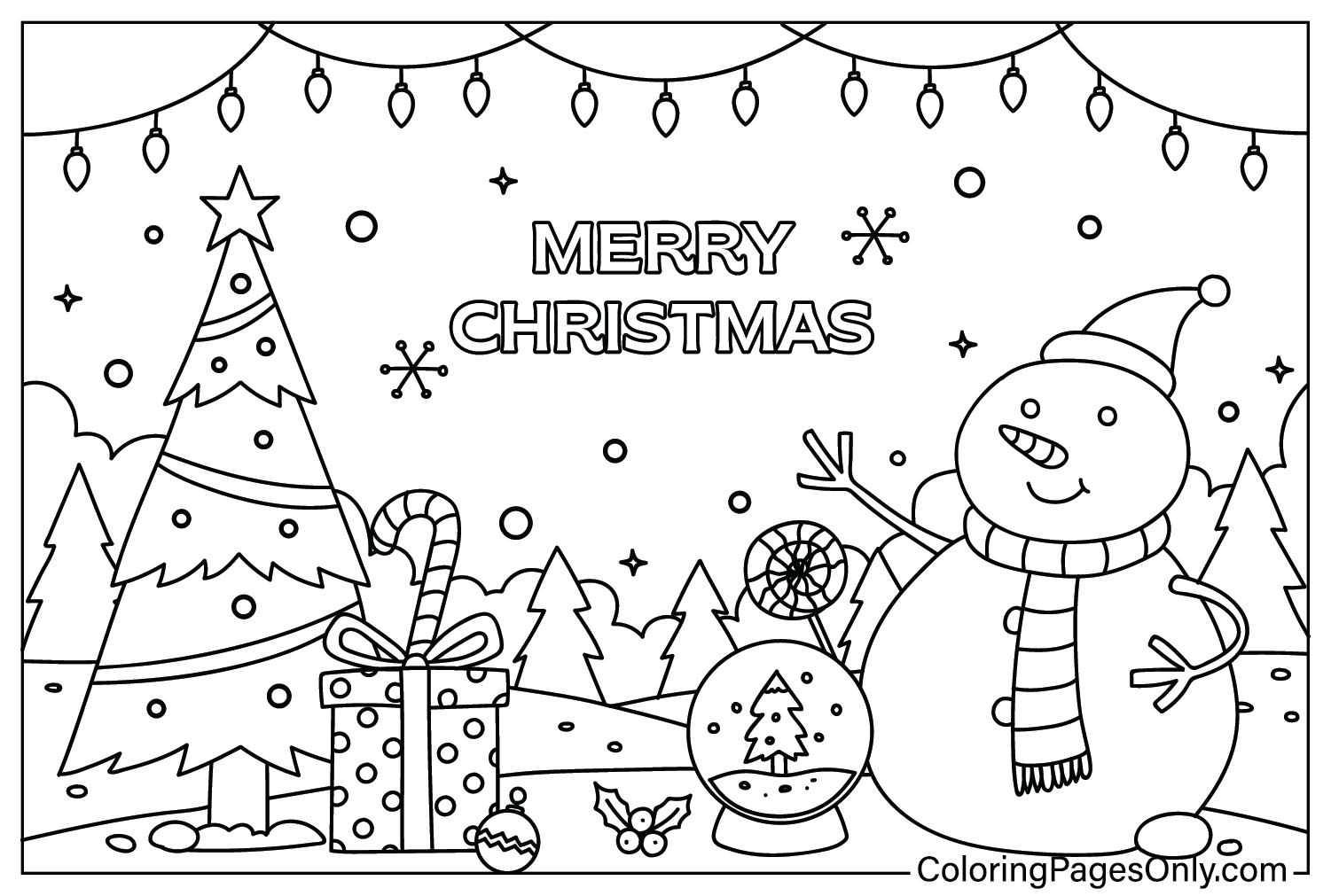 Coloriage de papier peint de Noël imprimable gratuit de Christmas Wallpaper