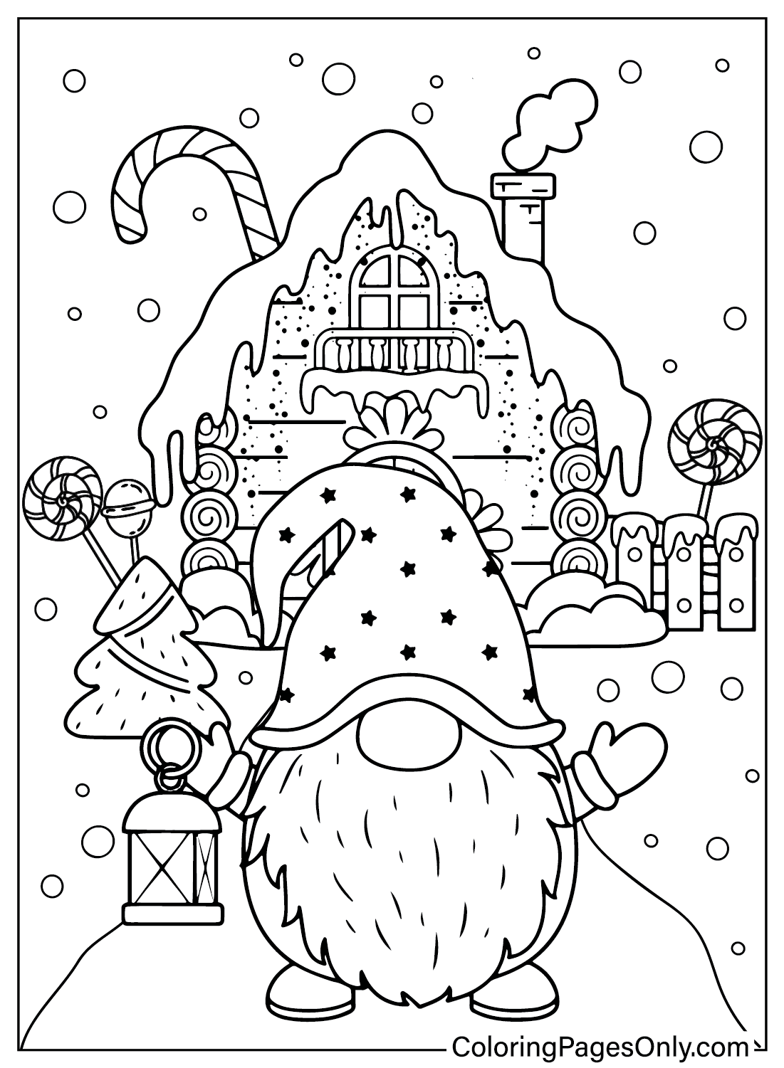 Página para colorir Gnome para impressão gratuita do Gnome