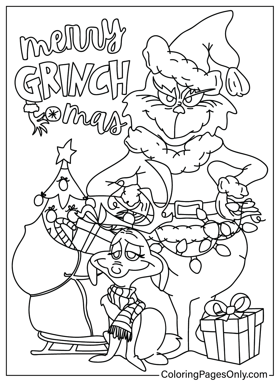 Kostenlose druckbare Grinch-Malseite von Grinch