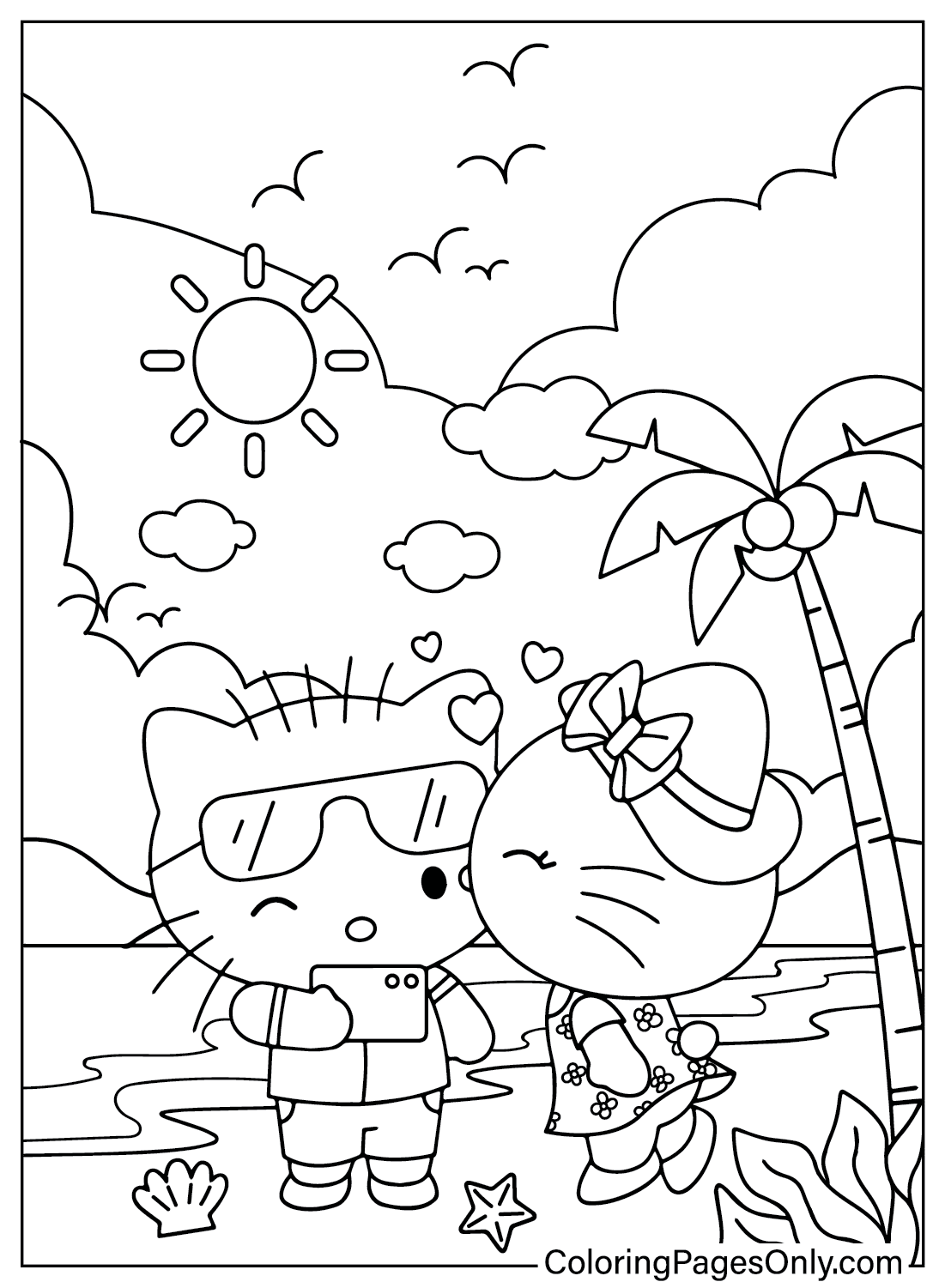 Бесплатная раскраска Hello Kitty для печати