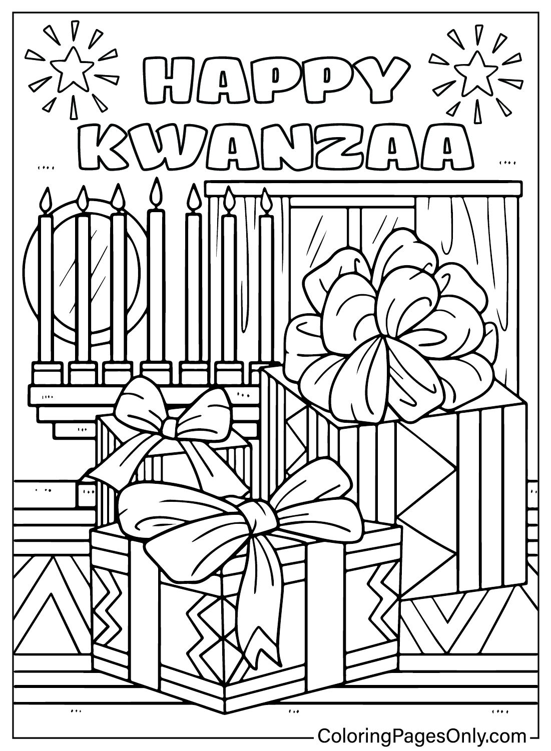 Pagina da colorare Kwanzaa stampabile gratuita da Kwanzaa