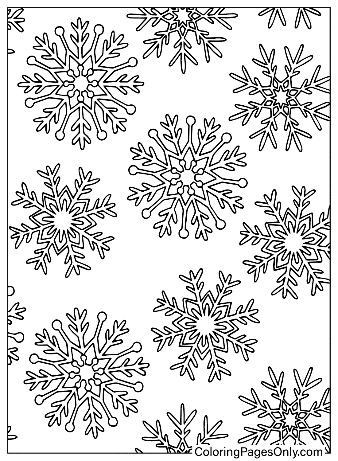 Página para colorear de copo de nieve gratis de Snowflake