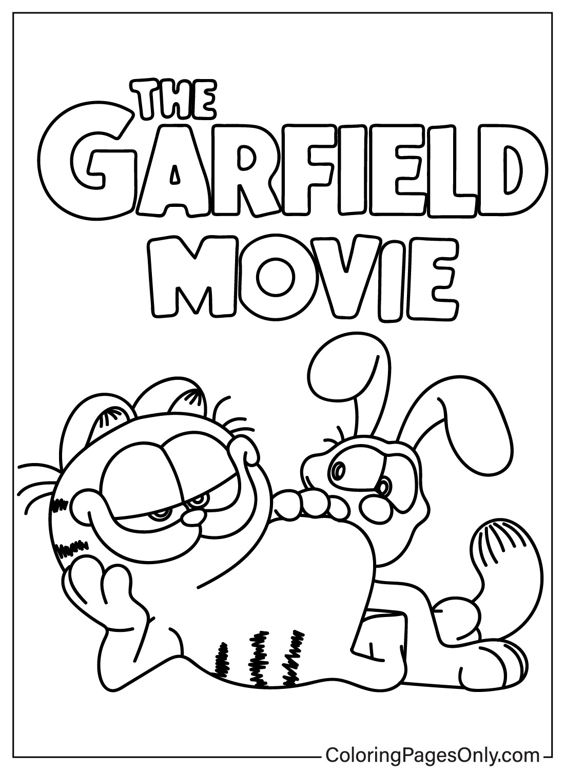 Página para colorear de Garfield y Odie de Garfield