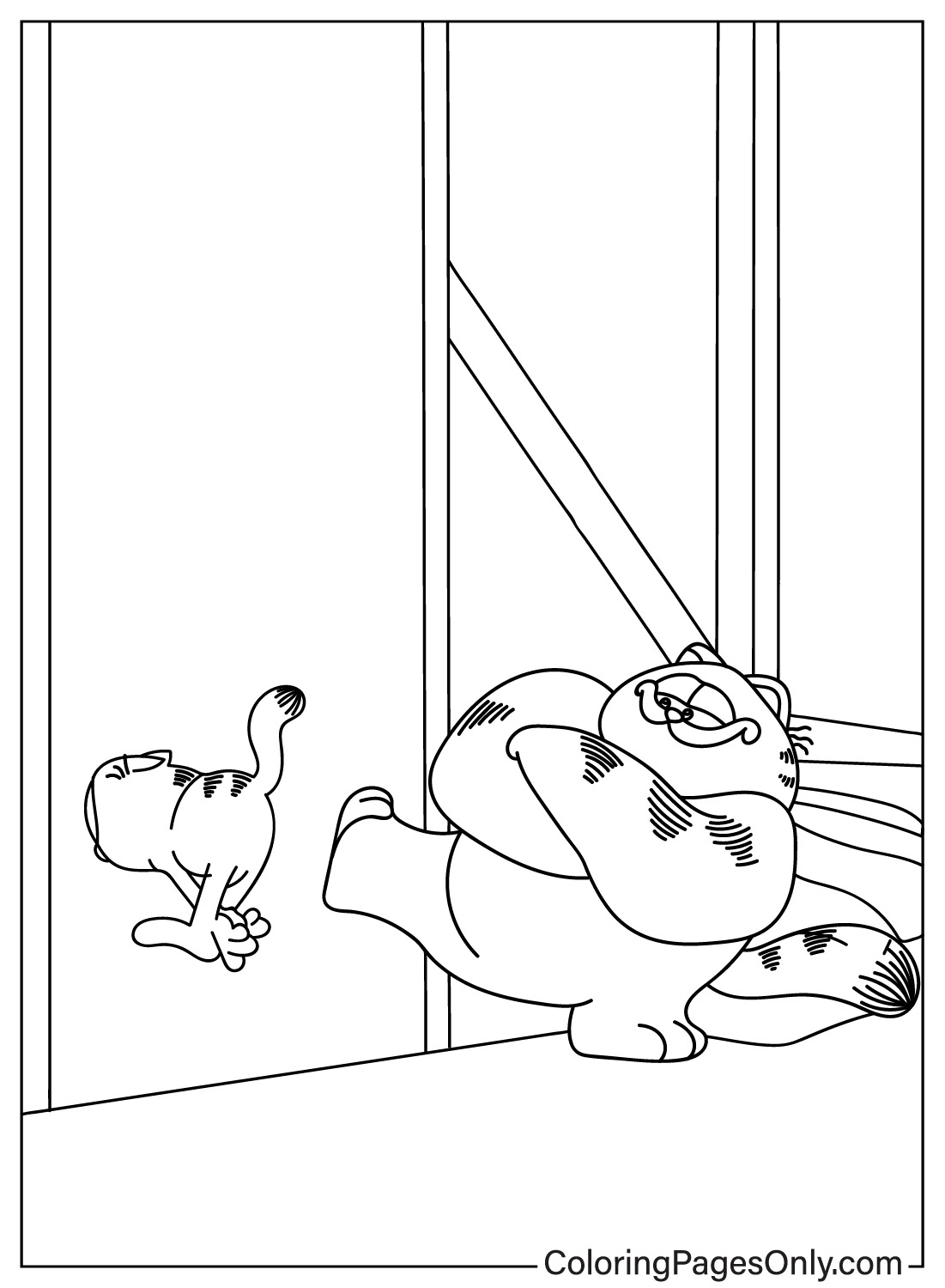 Página para colorir de Garfield e Vic grátis em Garfield