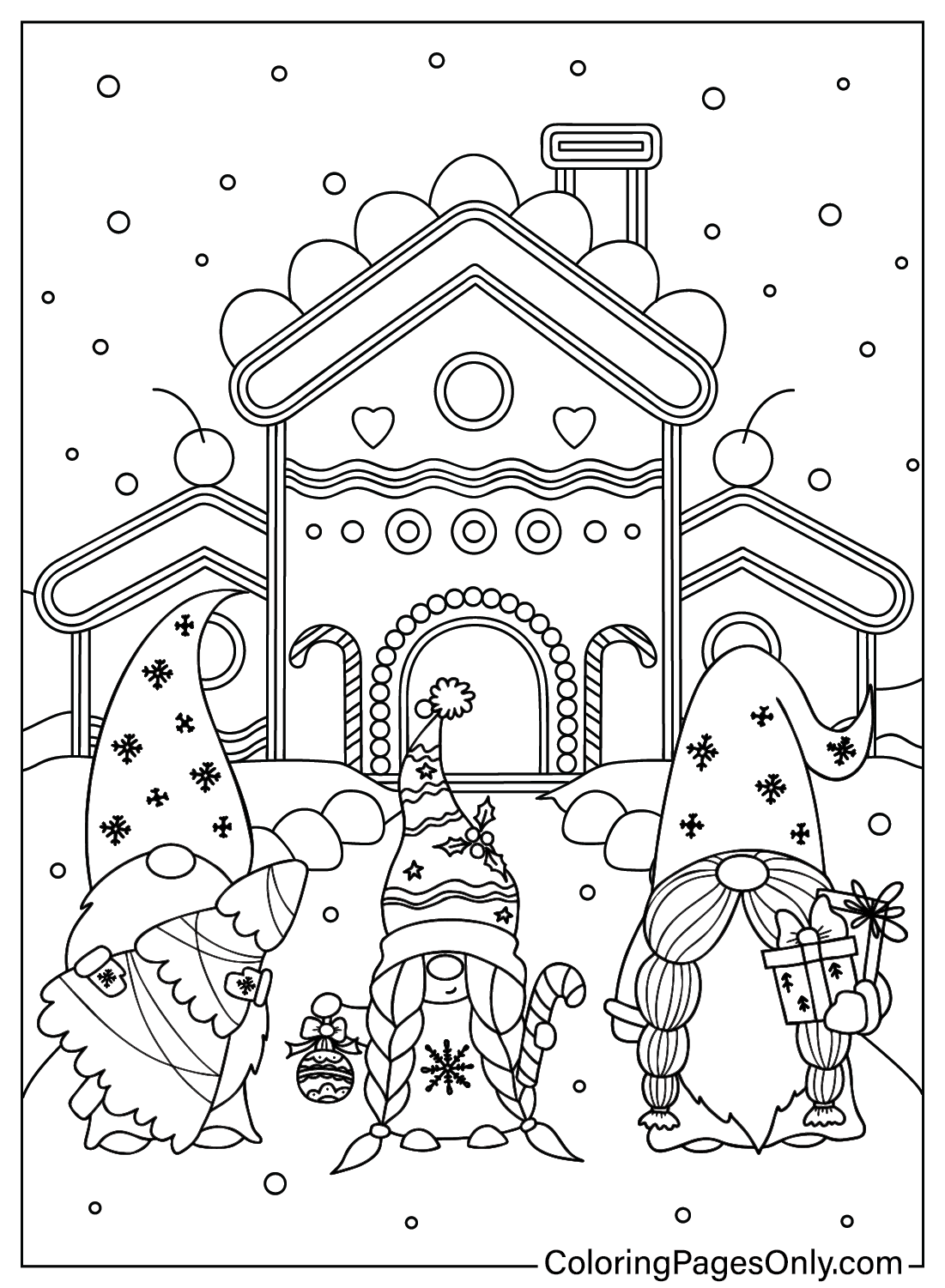 Página para colorear de Navidad de Gnome gratis de Gnome