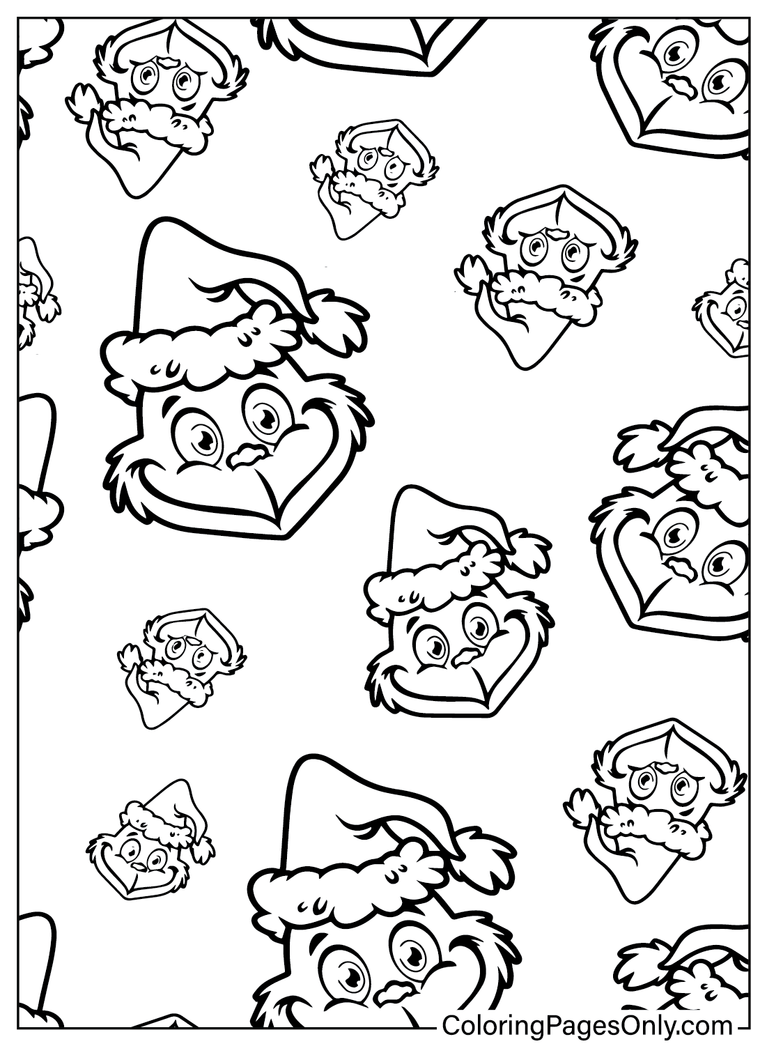 Página para colorir com padrão Grinch do Grinch