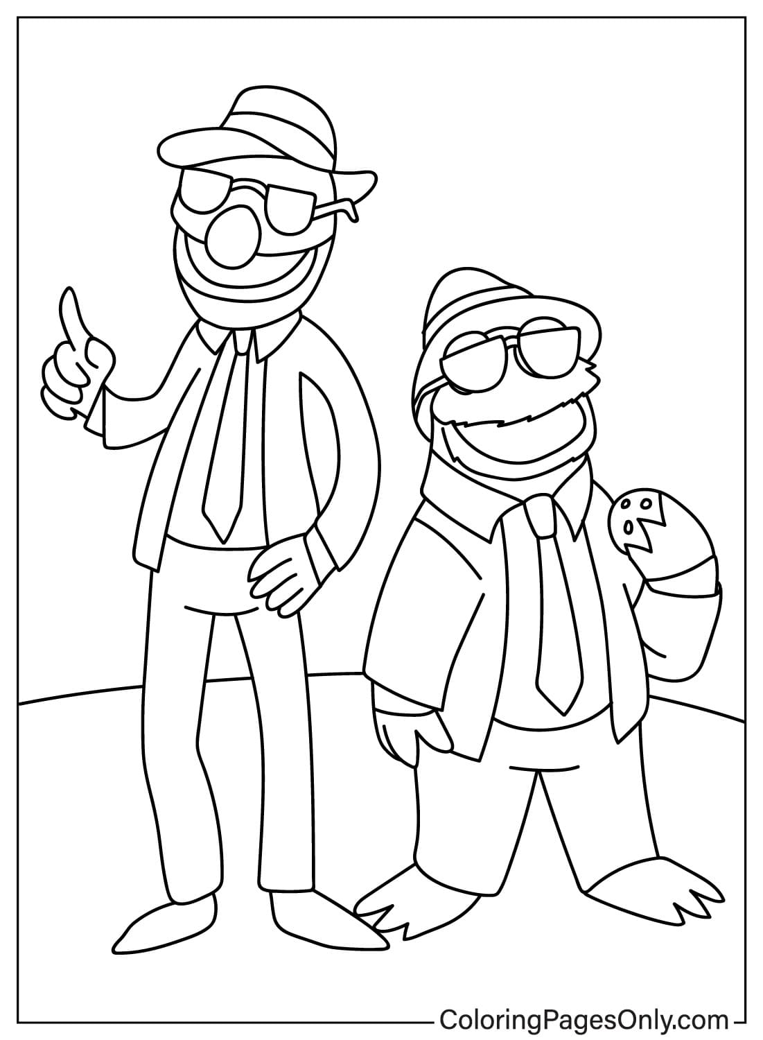 Grover and Cookie Monster Coloring Page